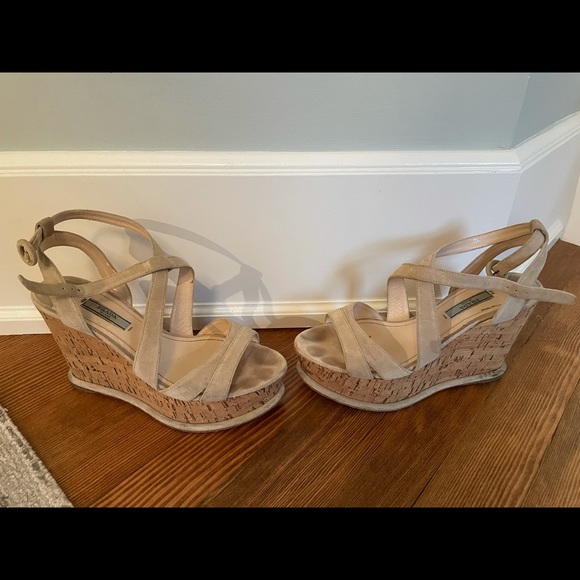 Prada Nude Suede Platform Wedges in Box - Picture 4 of 7